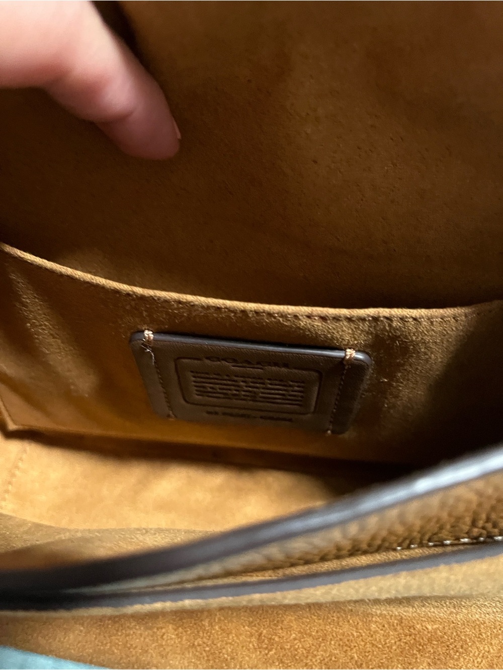 Coach Two-Tone Cream and Tan Suede & Leather Crossbody - Picture 15 of 16
